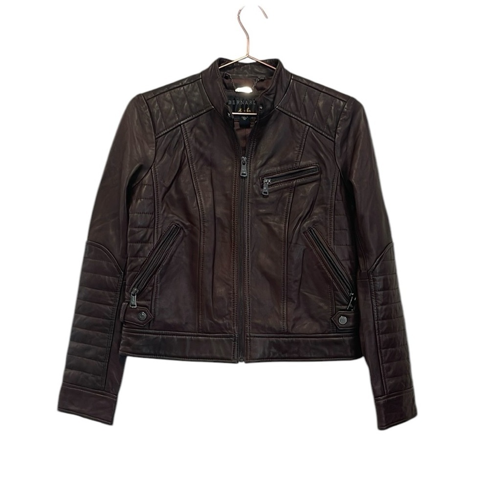 Bernardo brown leather jacket small petite